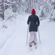 A woman walking through deep snow in forest - VideoHive Item for Sale