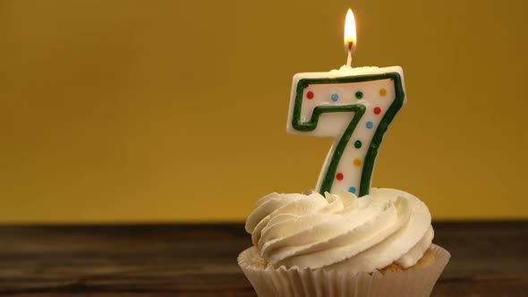 Cupcake With Number 7 Candle
