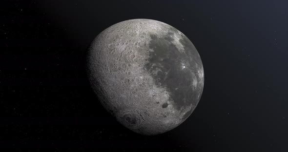 Moon 3d footage on space background