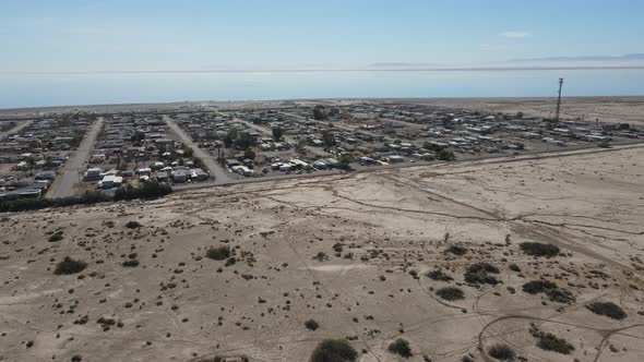 Aerial View of Bombay Beach and the Southern California Salton Sea Landscape in California