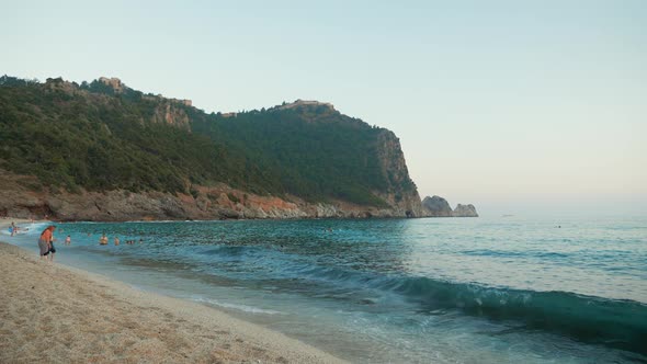 Panoramic View of Nice Colorful Huge Cliff and Sea.