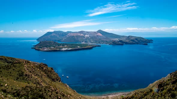 Vulcano Island seen from Lipari, South Italy