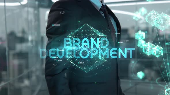 Businessman with Brand Development Hologram Concept