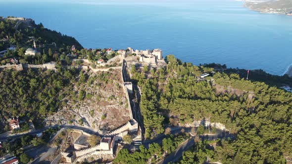 Aerial View Alanya Castle  Alanya Kalesi