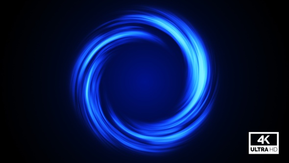 Abstract Blue Neon Twirl Background Luminous Glowing Circles Loop V4