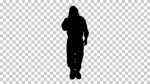 Silhouette Doctor wearing hazard suit, Alpha Channel alt