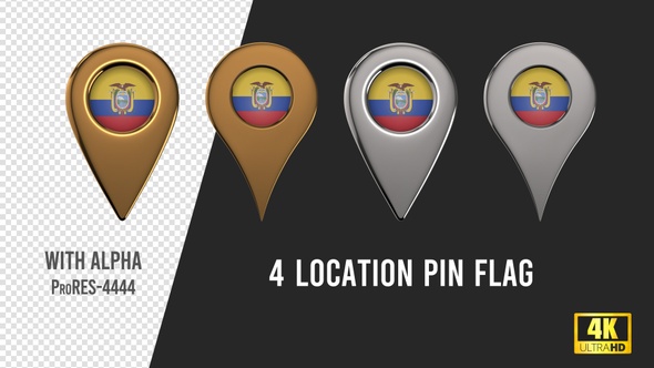 Ecuador Flag Location Pins Silver And Gold