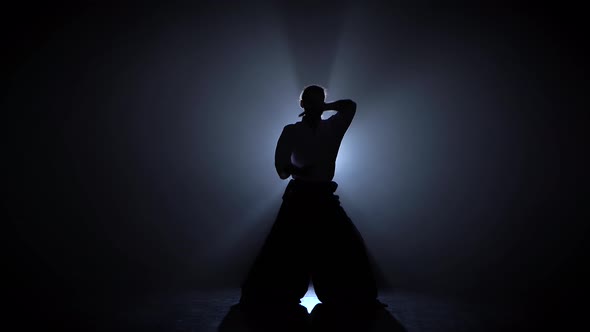 Man Fighting at Aikido Training in Martial Arts School. Healthy Lifestyle and Sports Concept