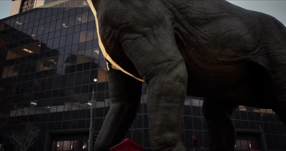 Brachiosaurus Sauropod Walks Down a New York Street