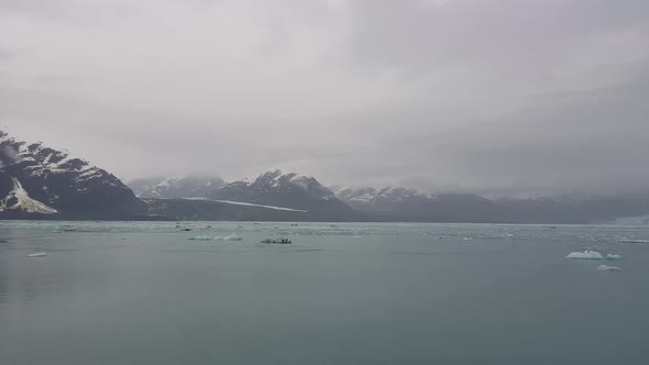 Antarctic Landscape with Icebergs in Foreground