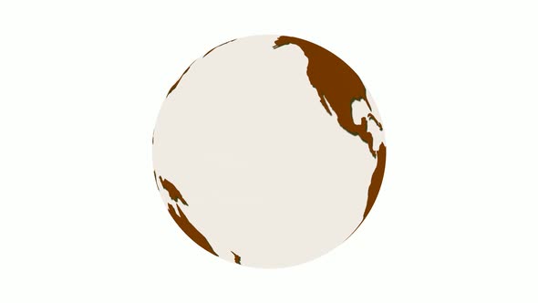 Brown Dark and White color 3d rotated Earth Animation