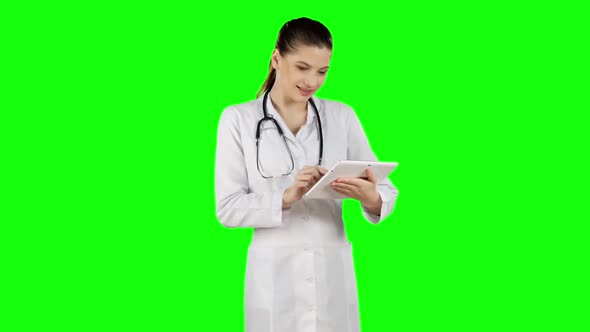 Doctor with Laptop. Green Screen