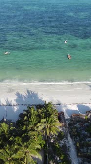 Vertical Video Boats in the Ocean Near the Coast of Zanzibar Tanzania