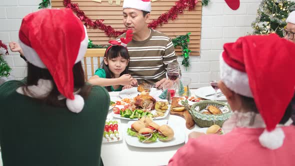 Thanksgiving or christmas Celebration Asian  Family Dinner Concept