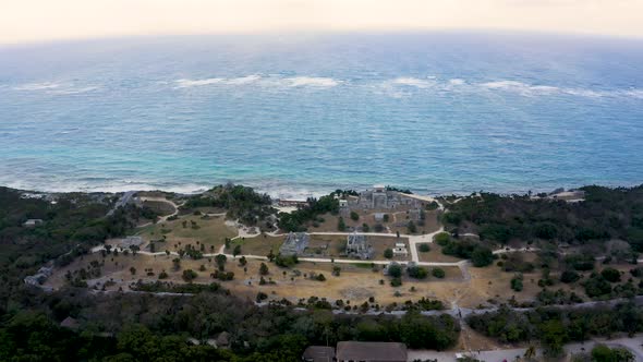 Aerial View of the Mayan Ruins of Tulum at Tropical Coast