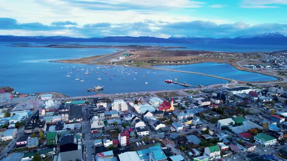 Patagonia landscape. Famous town of Ushuaia at Patagonia Argentina