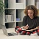 Cute Teenage Girl Doing Homework Sitting on the Bed at Home - VideoHive Item for Sale