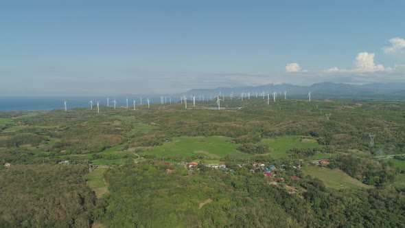 Solar Farm with Windmills. Philippines, Luzon