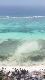 Tanzania  Vertical Video of the Ocean Near the Coast of Zanzibar Slow Motion