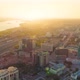 Aerial View of Beautiful Sunset in a Big City on the River - VideoHive Item for Sale