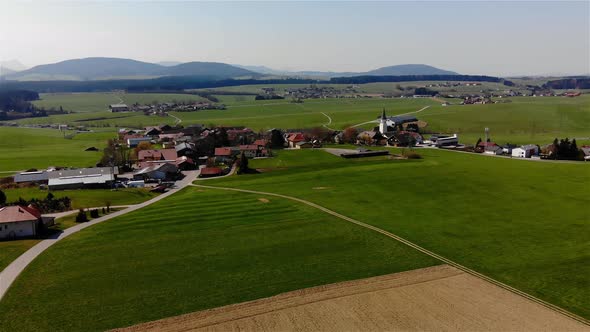 Beautiful view on an Village in Upper Austria Drone Video