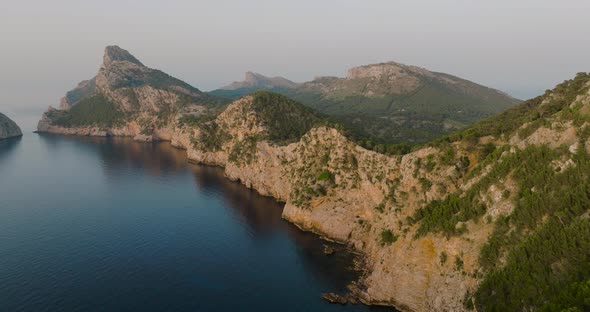 Scenic Aerial View of a Mountainous Region in Majorca with Cliffs