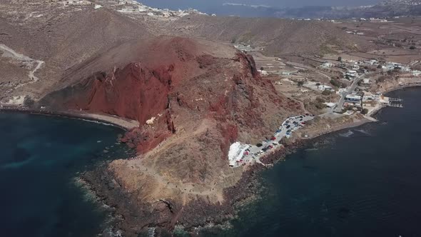 Aerial View of Red Beach, Santorini Island