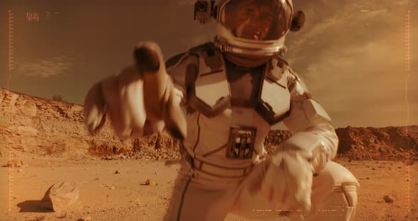 Male Astronaut Sending Video Message From Mars