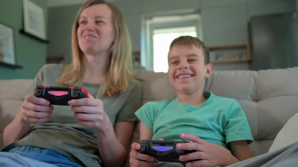 Boy Play Video Game with His Father