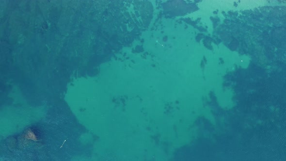 Abstract Sea Overhead Aerial Perfectly Clear Ocean Water with Corals