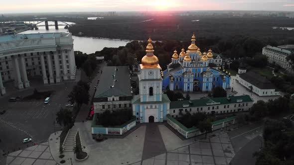 St. Michael's Golden-Domed Monastery in Kyiv, Ukraine. Aerial View