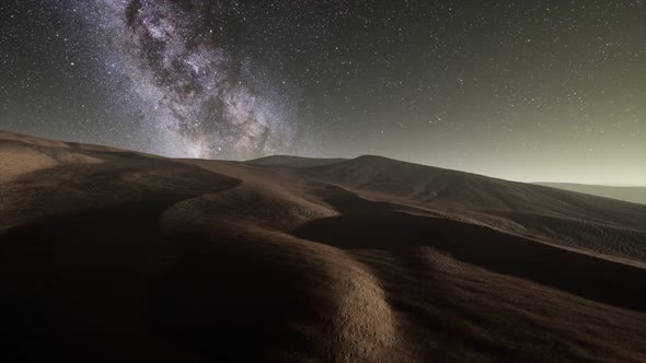 Amazing Milky Way Over the Dunes Erg Chebbi in the Sahara Desert