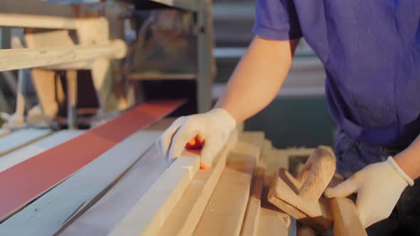 Man sanding wood