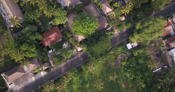 Top Shot of Road and Tropical Village