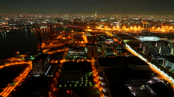 Time lapse of Building in Osaka skyline city in Japan