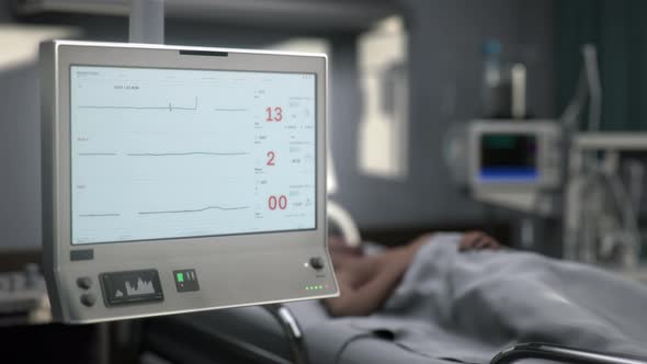 Dying Patient Recovery Shown By Pulse Graph On Vital Signs Monitoring Machine alt