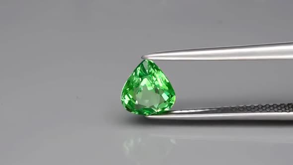 Natural Tsavorite Green Garnet on the Turning Table