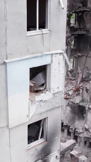 Vertical Video of War in Ukraine  Destroyed House