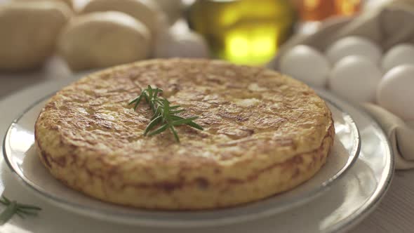 Spanish omelette, tortilla española. Close up