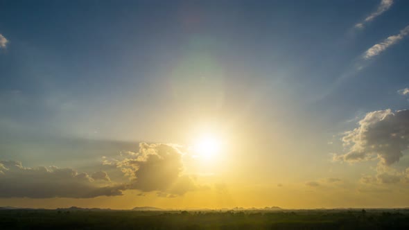 View of Colorful dramatic sky sunset or sunrise with Moving clouds background alt