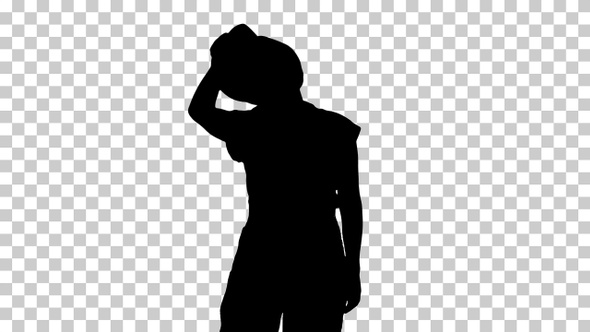 Silhouette End of working day Construction worker woman