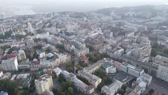 Cityscape of Kyiv, Ukraine. Aerial View, Slow Motion