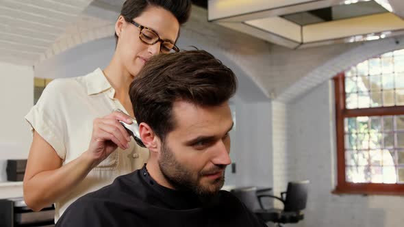 Man getting his hair trimmed