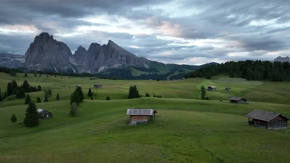 Beautiful cloudy day in the Dolomites mountains