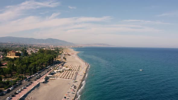 Aerial view of italian sand coastline