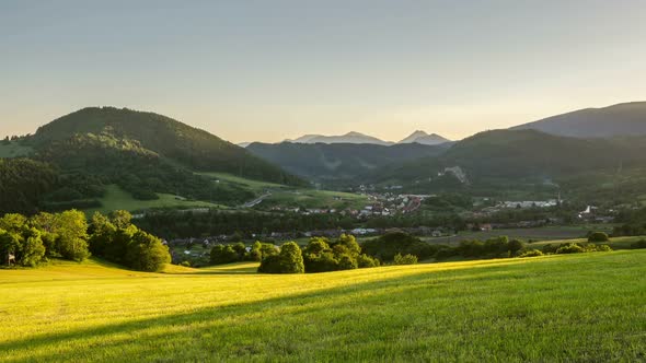 Sunset over Green Rural Country