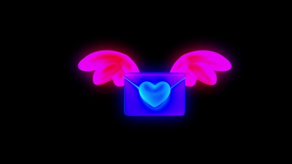 3D Love Mail Flying Psychedelic Animation for Colorful NFT