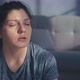 Tired Woman in Grey Tshirt Rests Breathing Heavily in Room - VideoHive Item for Sale