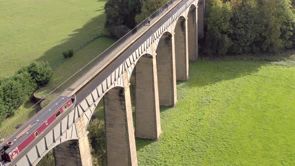 Canal Boat using the Pontcysyllte Aqueduct in Wales