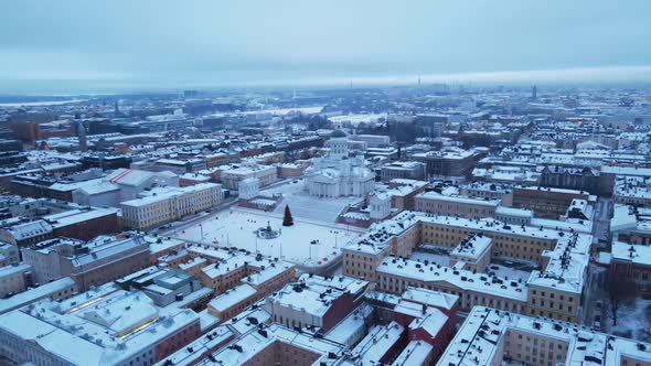 Helsinki City Skyline and Senate Square in the Winter